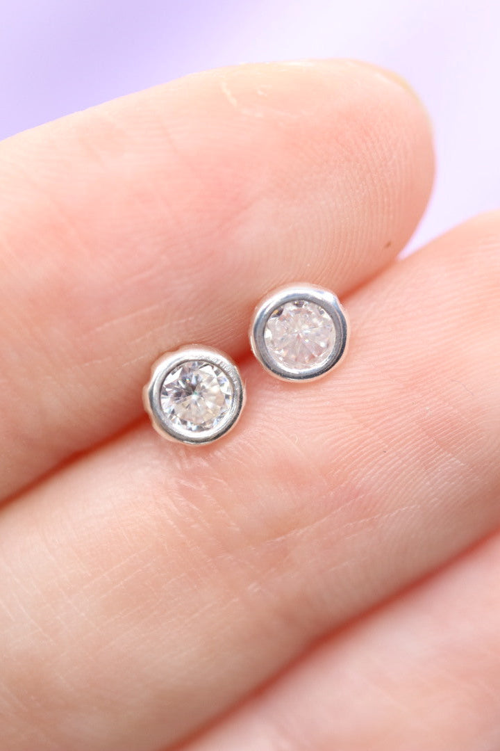 Aretes diamante con plata